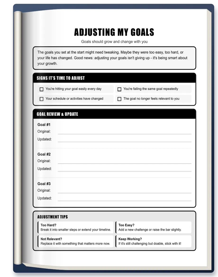 A page from the workbook: A plan for a bad week, and a date to look at the rules again.
