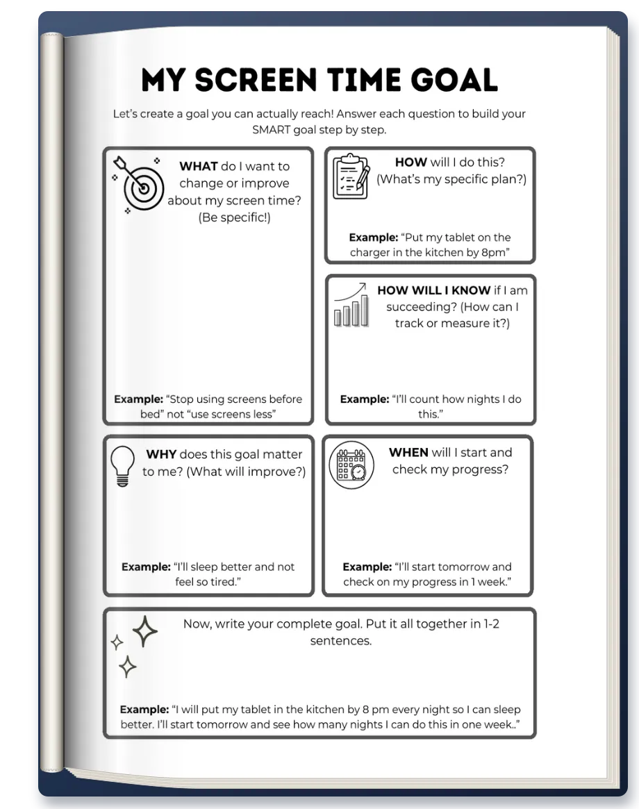 A page from the workbook: A written set of rules, in their handwriting, with their reasons.