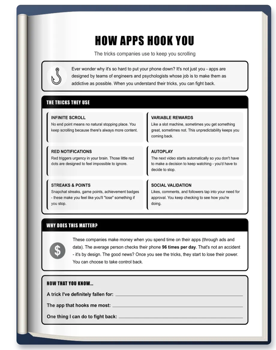 A page from the workbook: How infinite scroll works, and why stopping feels hard.